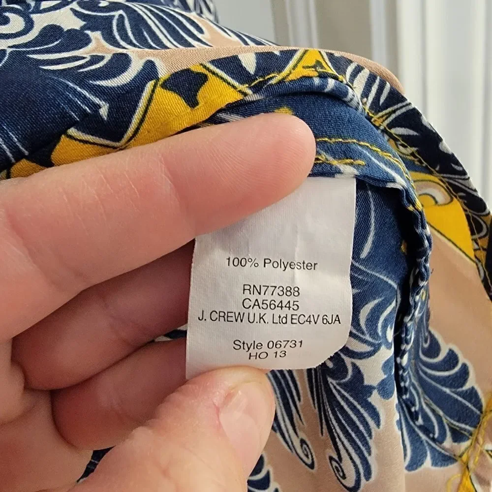J. Crew Printed Draped Popover Top in Golden Yellow size small